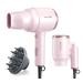 Wavytalk Blow Dryer with Diffuser Mini Hair Dryer with Folding Handle 1600W Quiet Lightweight Hairdryer with Diffuser Compact Design Pinky White