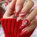 Vatocu Christmas False Nails Short Red Press on Nails Snowflakes Elk Fake Nails Snowman Acrylic Stick on Nails for Women and Girls(24pcs)