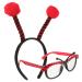 GALPADA 1 Set Ladybug Costume Suit Alien Eyeglasses Ladybug Eyeglasses Ladybug Party Favors Masquerade Sunglasses Ladybug Costume Props Makeup Headband Ladybug Ears Headband Plastic