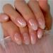 24Pcs Acrylic Almond Press on Nails Short Round Fake Nails White Ombre False Nails with Almond Shape Press on Nails Designs Nails Press on Artificial Nails Stick on Nails For Women Girls