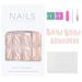 24 Pcs Short Press on Nails Luvehandicraft Glossy Coffin False Nails with Glue - Pink White Swirl | For Women and Girls | 28 Piece Set - Buy Online on SooperMarket.com