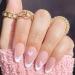 24Pcs French False Nails White Tip - Medium Length Fake Nails French Tip Press on Nails Almond Pink with Ballet Heart Design for Women Girls (Ballet Heart Design)