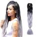 Ombre Jumbo Braiding Hair Extensions 24 Inch 1pc Jumbo Braid Two Tone Synthetic Hair Extension Black to Grey