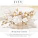 IYOU Flower Bridal Hair Comb Gold Crystal Bride Hair Accessories Leaf Pearl Wedding Side Combs Headpiece for Women - Buy Online on SooperMarket.com