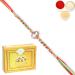 Ghasitaram Gifts Rakhi for Brother Rakhis Online - 6377 Fancy Thread Rakhi with 400 GMS of Soan Papdi