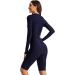 FEOYA Women's One Piece Swimsuit Boyleg Rashguard - Tummy Control Front Zip Bathing Suit - Navy Blue (Large) - Buy Online on SooperMarket.com