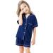 SWOMOG Unisex Kids Modal Pyjamas Set | Button-Down Short Sleeve PJs | 6-7 Years | Navy Blue - Buy Online on SooperMarket.com