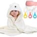 DKDDSSS 2PCS Hooded Baby Towel Bath Towel Large Soft Absorbent Baby Bath Towel Unique Animal Design Newborn Essentials for Boy and Girl Baby Gift Set White