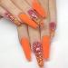 Brishow long artificial nails coffin false nails orange fake nails ballerina stick on nails acrylic false nail tips 24PCs for women and girls