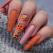 Halloween Nail Stickers Halloween Press on Nails Medium Length Fake Nails Acrylic Nails Pumpkin Black Flame Cross head Design Nails Fake Nails Glue for Women and Girls - Buy Online on SooperMarket.com