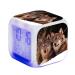 Nicole Knupfer Wolf alarm clock children Led Night bedside alarm clock square illuminated lcd o'clock wake up alarm clock gift pattern Wolf (#10)