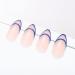 Glossy Almond Press on Nails Blue Line - 24Pcs Medium Oval Geometric French Tips for Women and Girls - Buy Online on SooperMarket.com
