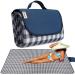 RUIBOLU Beach Blanket Large Picnic Blankets, Sandproof Beach Mat for 2-4 Adults Waterproof Quick Drying Outdoor Picnic Mat for Travel Camping Hiking Festival Park Lawn (Dark Blue Plaids)