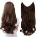 OMGREAT Halo Hair Extensions Invisible Secret Wire Hidden Crown Hair Extensions One Piece Curly Wavy Hidden Hair Extension Synthetic Hairpieces for Women 20 inch Medium Brown 20Inch&Curly Medium Brown
