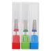 3PCs safety nail drill SET Professional polishing acrylic gel nail chews tools nail drill remove gel safety bits set medium -fine coarse drill (silver)