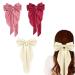 DHWEKU 3 Pieces Hair Clips with Big Bow Soft Silky Satin Hair Clip Long Tail French Ribbon Hairpins 90s Bowknot Clip for Party Christmas Women Girls