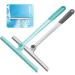 Shower Squeegee for Shower Doors, Shower Squeegee for Glass Doors, Bathroom, Mirrors, Windows Cars and Tile Walls, Silicone Handle Shower Squeegee 12 Inch (Grey+Green,2Pack) Gray+green