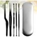 Healeved 6pcs Stainless Steel Wax Removal Kit with Padded Tools - Earwax Removal for Adults - Safe and Efficient Cleaning - Silver/Black - 14.2x1cm - Buy Online on SooperMarket.com