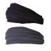 CHARM Mens Head Wraps Elastic Bandana - Japanese Headband Workout Women Hair Black & Dark Gray 2-Pack