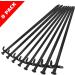 Eurmax USA 12 inch Multiuse Heavy Duty Steel Tent Stakes Tarp Pegs Camping Stakes for Outdoor Camping Canopy and tarp with 4 Ropes 10FT Length(Black) - Buy Online on SooperMarket.com