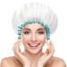 Mikimini white shower hood for women and girls 2-pack double waterproof reusable washable super sweet and soft convenient medium (2-pack) white