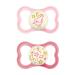 Mam Supreme Night Schnuller in the 2 Set bright baby pacifier for healthy dental and jaw development prevents skin irritation with pacifier box 16+ months hedgehog/universe bird/universe 16+ months/night