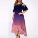 Plus Size Summer Dress for Women - Gradient Print, Lace Detail, Short Sleeve, Loose Fit - 3X-Large Purple - Buy Online on SooperMarket.com