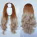 Harajuku Fashion Long Wavy Curly Fluffy U Shaped Wigs Heat Resistant Synthetic Fibre Mixed Gradient Dark Roots Hair for Girls 28inches H n