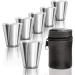 Outdoor Saxx Stainless Steel Cup Set - 6 Unbreakable Schnapps Cups with Leather Bag | Perfect Flachmann Accessories - Buy Online on SooperMarket.com