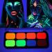 8 Colors Glow In The Dark Face Paint Body Neon Fluorescent Paint Makeup Water Based Glow UV Blacklight Paint for Kids Adults Costume Halloween Glow Parties Christmas 8 colors 02