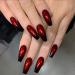 Handcess Coffin Glossy False Nail Long Black and Red Ballerina Press the Nails Gradient Acrylic Art Full Cover fake nails for women and girls (24PCs)