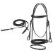 Start simple bridle horse with reins bridle for horses English combined riding strap 19mm belt wings bridle bridle leather for shetty pony thoroughbred warmblood and cold blood (X-Full black) X-Full black