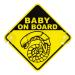 Getdigital Chestburster Baby on Board Auto -Schild - yellow children warning sign with 2 suction cups as funny fan articles to the famous Alien Film series - 16 x 16 cm