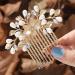 Runmi Bride Wedding Hair Combs Gold Headpieces Pearl Bridal Hair Accessories Leaf Hair Piece for Women and Girls (Gold)