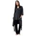 HAPPY MAMA Women's Maternity Nursing 3pcs Nightwear Set: Pants - Top - Robe 558p 8 Graphite Melange & Black