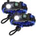 Survival Paracord Bracelet - Tactical Emergency Gear Kit with SOS LED Light, 550 Grade, Adjustable, Multitools, Fire Starter, Compass, and Whistle - Set of 2 Blue