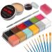 VERONNI 6PCS SFX Makeup Kit 12 Colors Face Body Paint Oil  Halloween Cosplay with Special Effects Wound Scar Wax  Fake Scab Blood  Spatula  10 Brushes  1 Stipple Sponge(1)