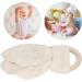 Alomejor Baby Wooden Teething Ring - Soothing Cotton Gauze Handle Ears Design Beige - Safe & Natural Infant Relief - Buy Online on SooperMarket.com