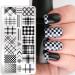Nail Stamp Stainless Steel Nail Stamping Plate Snake Skin Image Printing Stainless Steel Stencil Nail Art Stamp Templates Animal Flower Pattern Nail Stamping Plates (Geometric Plaid Stripe Line)