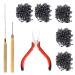 Hair Extensions Tools Kit Professional Hair Styling Tools Accessory 500 Pcs Micro Ring Beads 1 Hair Extension Plier 2 Hook Needle Pulling Loop 2 Plastic Alligator Hair Clips  for Fairy Hair Tinsel Strands and all Hair Ex...