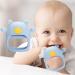 Never Drop Baby Teething Toy for 0-6 Month Infants  Dust-Proof Baby Chew Toys & Soothing Pacifier 2-in-1  Silicone Hand Teether for Babies 6-12 Months Sucking Needs  BPA Free Blue