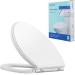 Hibbent Premium One Click Elongated Toilet Seat with Cover(Oval)- Easy Installation and Quick-Release for Easy Cleaning - Stable Hinge Design to prevent shifting - Soft Closed - White Color(Elongated) 18.5'' Elongated White