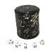 THY COLLECTIBLES Dice Cup with 5 Dices, PU Leather Professional Dice Shaker Cup Set for Yahtzee / Craps / Backgammon or Other Dice Games Chinese Calligraphy Design
