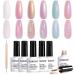 RARJSM Pearl Gel Nail Polish Set 6 Colors Aurora Pink White Green Purple Shimmer Mermaid Shell Glitter Pearlescent Gel Polishes Swirl Thread Effect Gel Soak Off LED UV Curing Requires Home Salon Use Elf Pearl