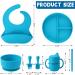 Baby Feeding Set - Silicone Bib, Suction Divided Bowl, Spoon, Fork - Toddler Utensils for Baby Led Weaning - Blue (6 Months) - Buy Online on SooperMarket.com