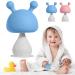 Silicone Mushroom Teether Toy for Babies 0-24 Months - Cyan | Soft Infant Sensory Chew Toy with Ring for Gums Grasping and Sucking - Buy Online on SooperMarket.com