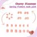 Cherry Blossom Flower Press on Nails - Short Pink Square Fake Nails with Nail Glue | French Acrylic Full Cover False Nails for Women & Girls - 24PCS - Buy Online on SooperMarket.com