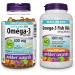 Webber Naturals Omega-3 300 mg Mini 220 Clear Enteric No Fishy Aftertaste Mini Softgels & Omega-3 Fish Oil 1 000 mg 210 Softgels Supports Cardiovascular Health and Brain Function