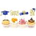 Pack of 24 Glitter 2024 Graduation Cupcake Toppers Graduation Cupcake Toppers Bachelor Hat Decoration Graduation Decoration for Graduation Party Decoration (Blue & Gold) - Buy Online on SooperMarket.com