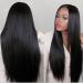 Shop Long Straight Hair Wigs for Ladies - High Temperature Fiber Bangs Black & Light Brown - Buy Online on SooperMarket.com